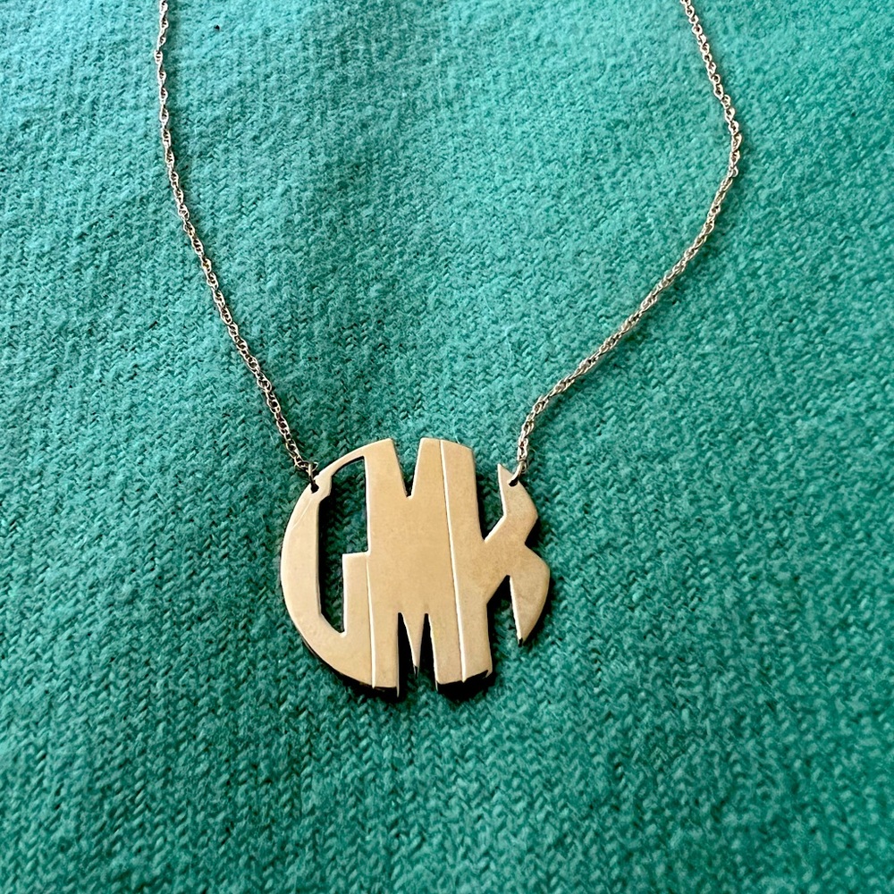 Monogram necklace LMK- Medium sz 14k gold plated